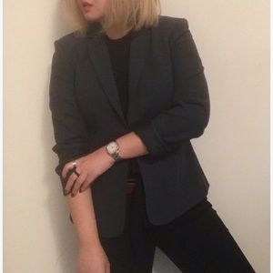 Ann Taylor Wool Blend Dark Gray Blazer Jacket